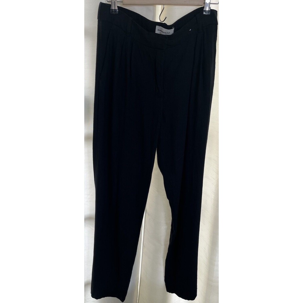 Abercrombie & Fitch High Rise Wide Leg Womens Pants Size 10 Black Linen Classic